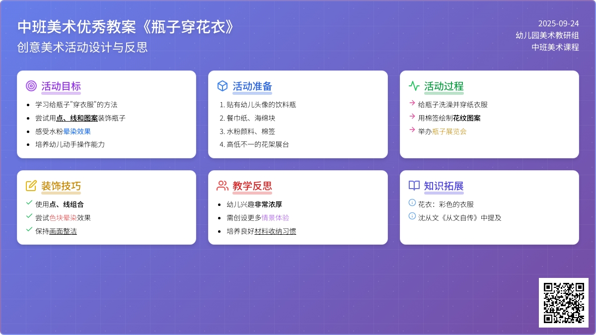 中班美术优秀教案《瓶子穿花衣》含反思
