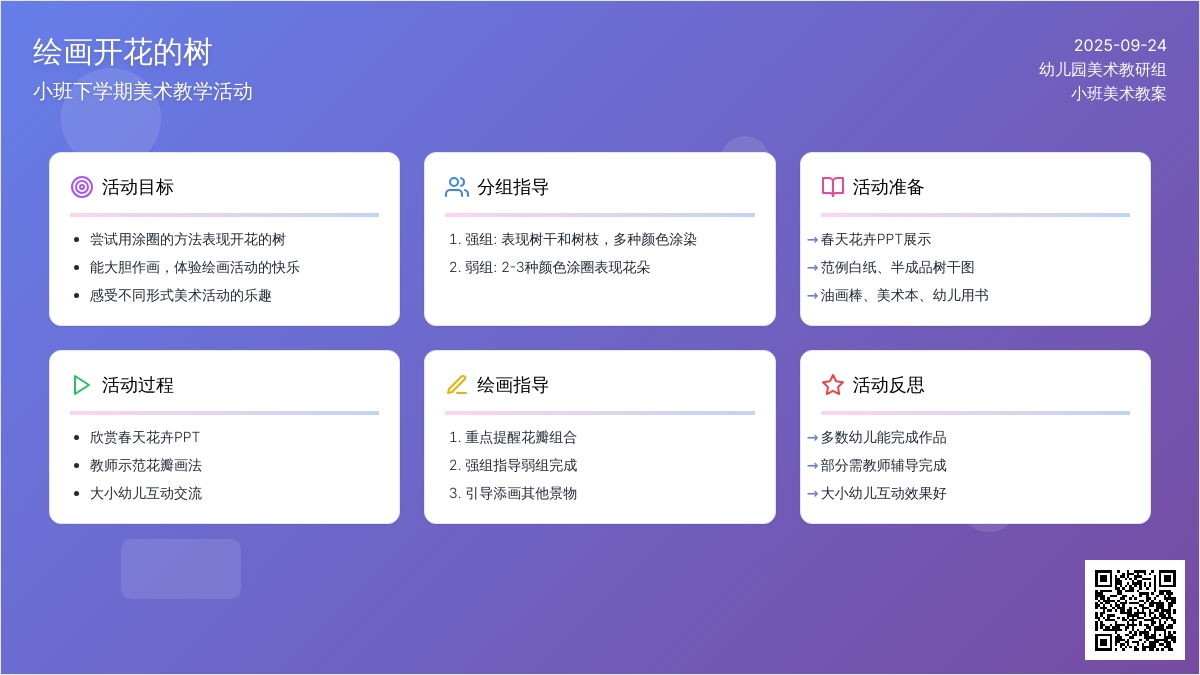 幼儿园小班下学期美术教案《绘画开花的树》含反思