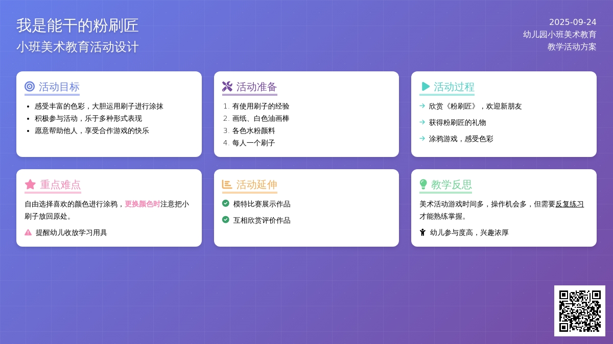 幼儿园小班美术教育教案《我是能干的粉刷匠(2篇)》含反思