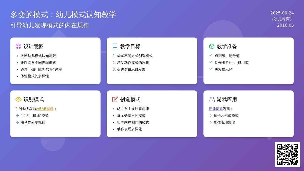 幼儿园大班科学活动：多变的模式