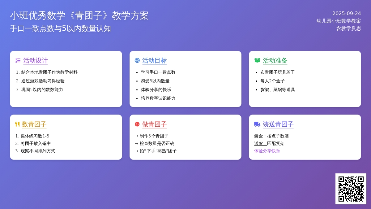幼儿园小班优秀数学教案《青团子》含反思