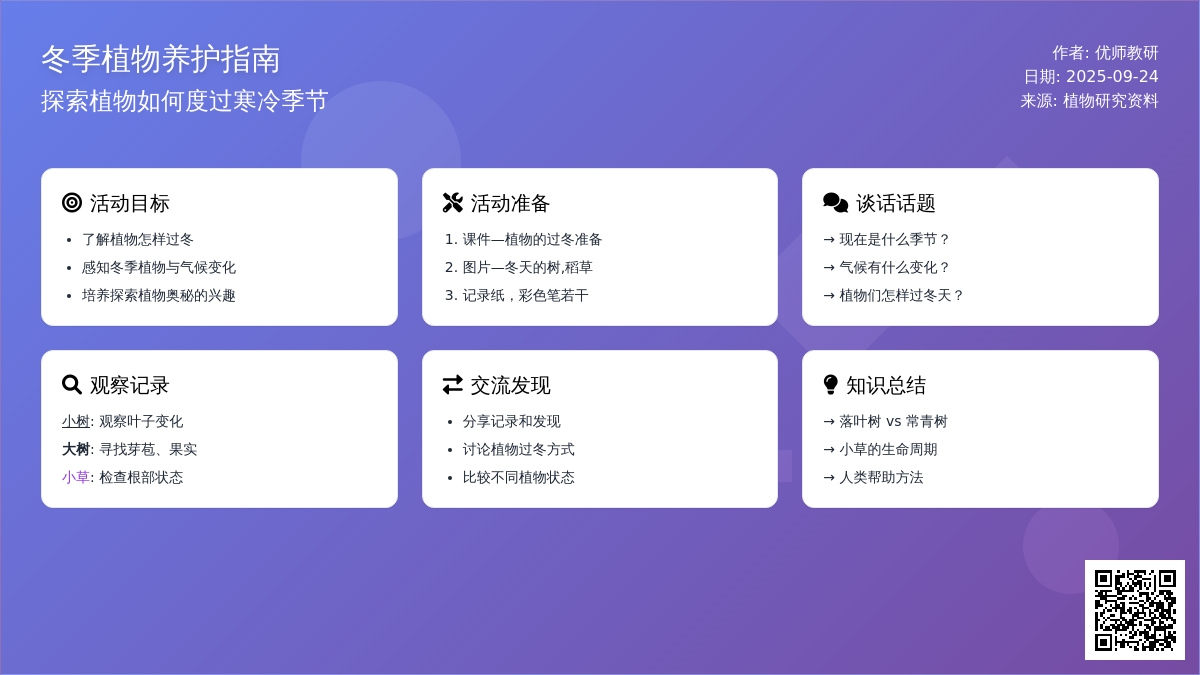 幼儿园大班科学活动：植物过冬