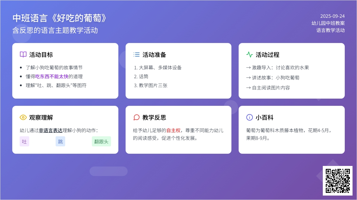 中班语言教案《好吃的葡萄》含反思