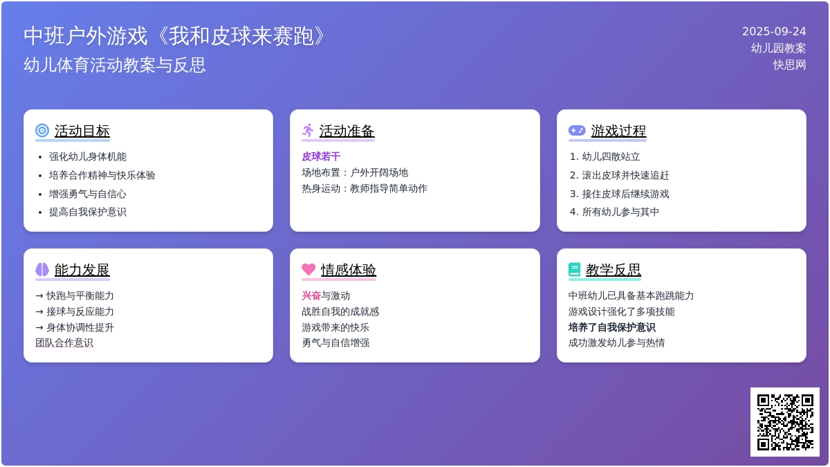 幼儿园中班户外游戏教案《我和皮球来赛跑》含反思