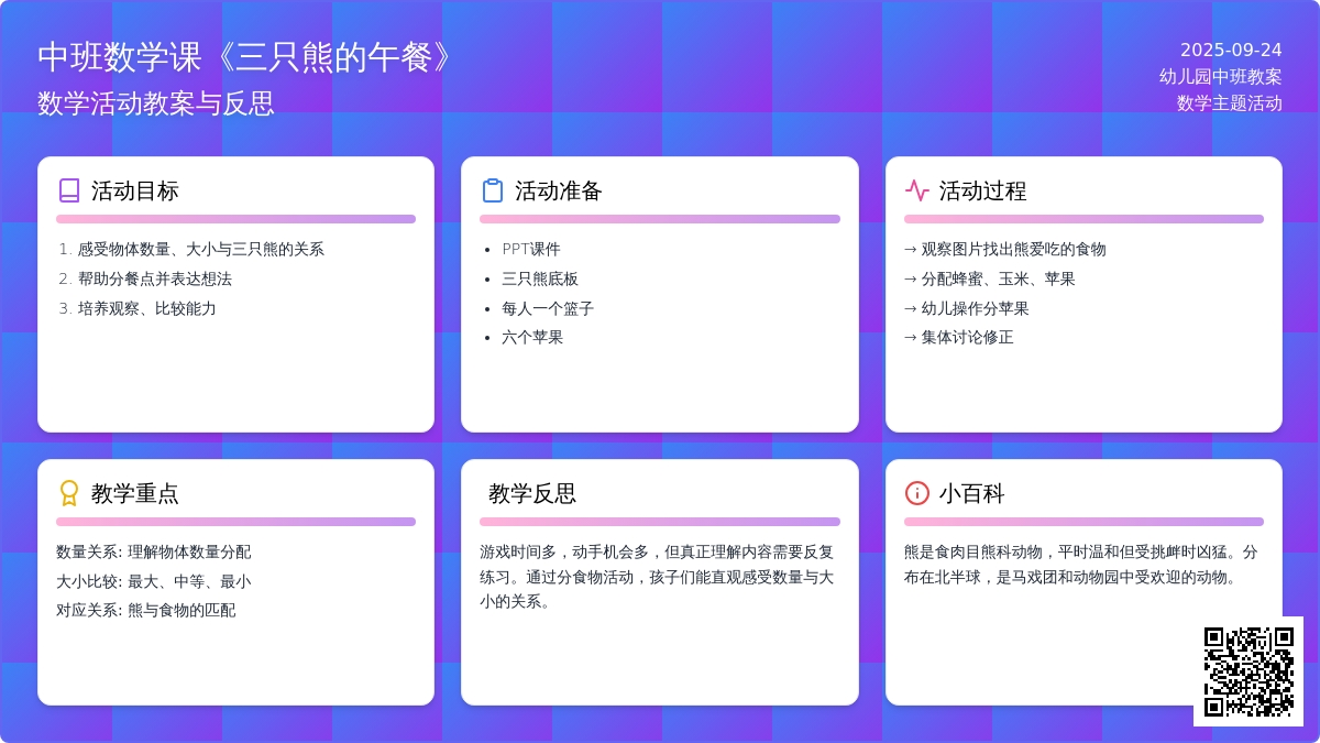 中班数学课教案《三只熊的午餐》含反思