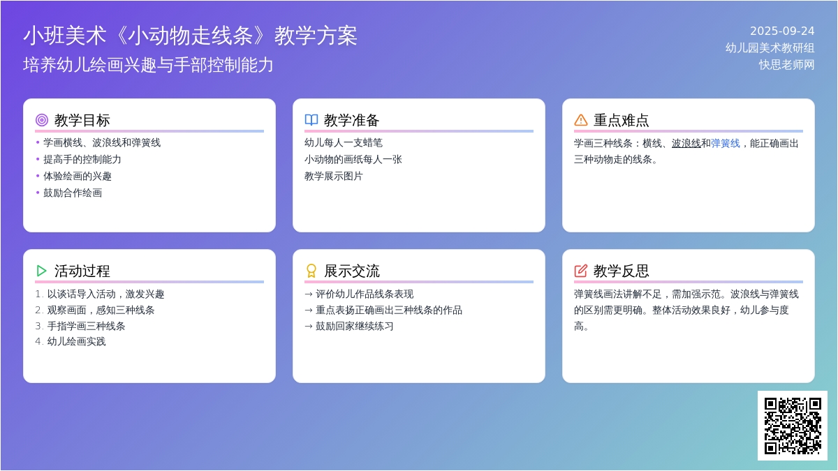 幼儿园小班美术教案《小动物走线条》含反思
