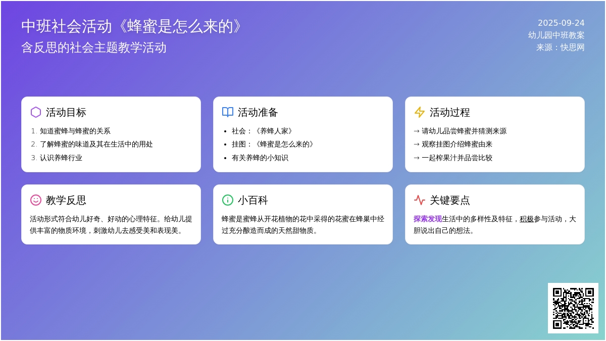 幼儿园中班社会活动教案《蜂蜜是怎么来的》含反思
