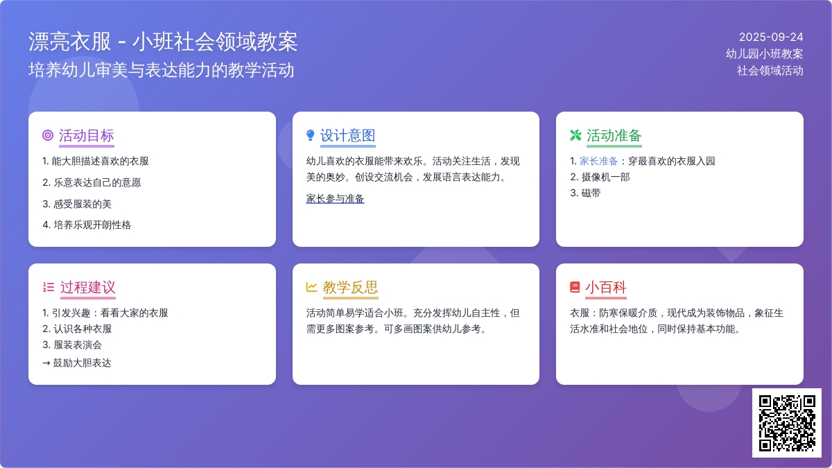 幼儿园小班社会领域教案《漂亮衣服》含反思