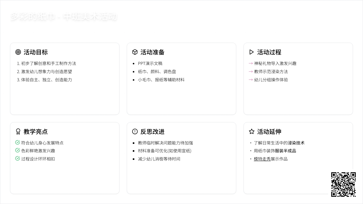 幼儿园中班美术教案《多彩的纸巾》含反思