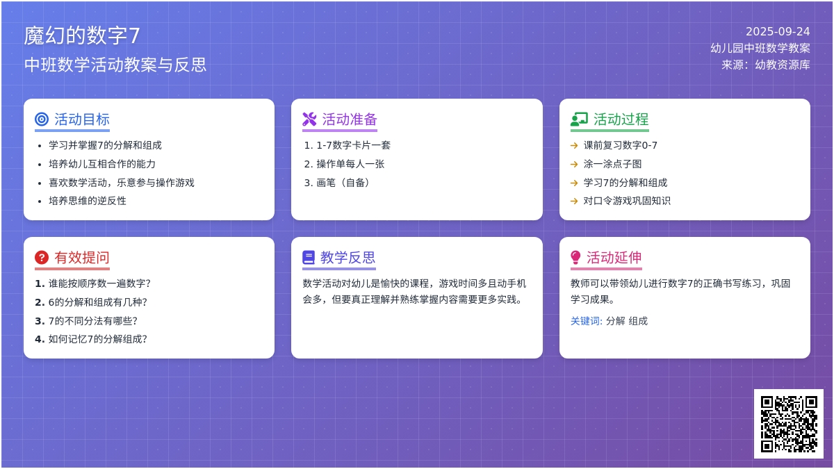 中班数学教案《魔幻的数字7》含反思