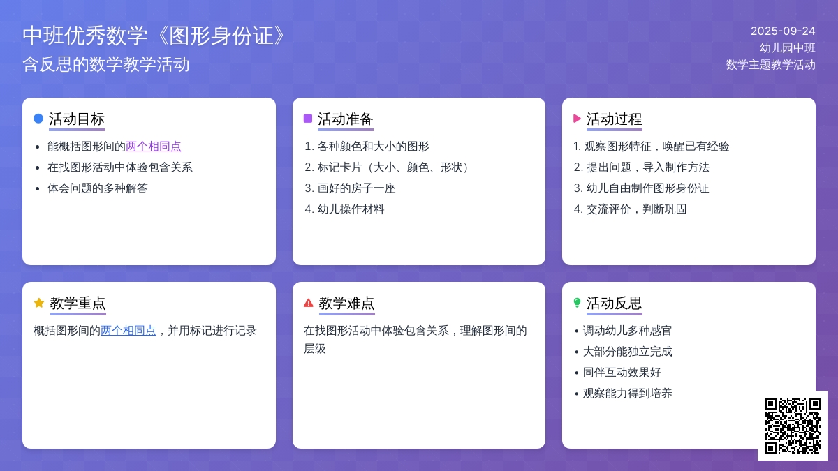 幼儿园中班优秀数学《图形身份证》含反思