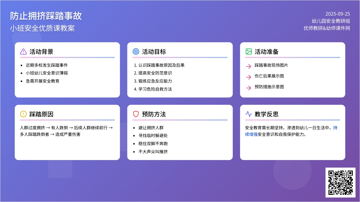 幼儿园小班安全优质课教案《防止拥挤踩踏事故》含反思