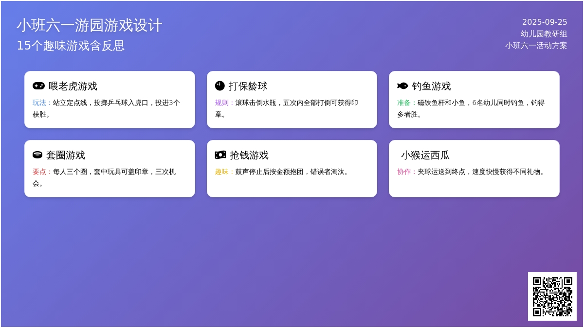 小班六一游园游戏设计(15个)含反思