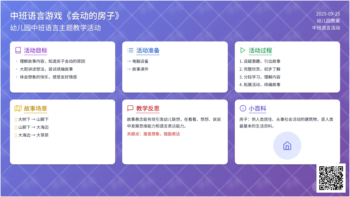 幼儿园中班语言游戏教案《会动的房子》含反思