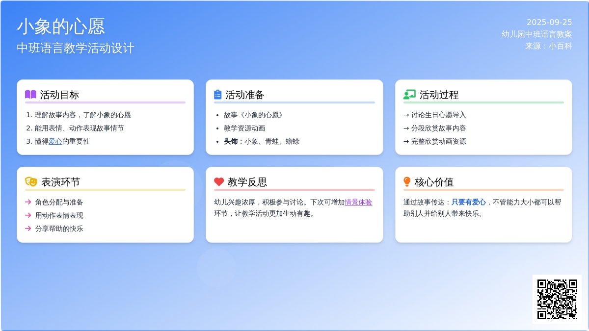 中班下学期语言教案《小象的心愿》含反思