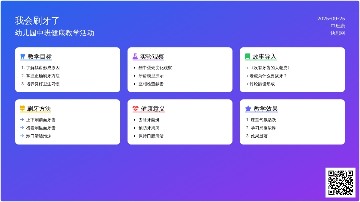 幼儿园中班健康教案《我会刷牙了》含反思