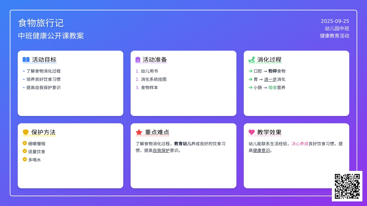 幼儿园中班健康公开课教案《食物旅行记》含反思
