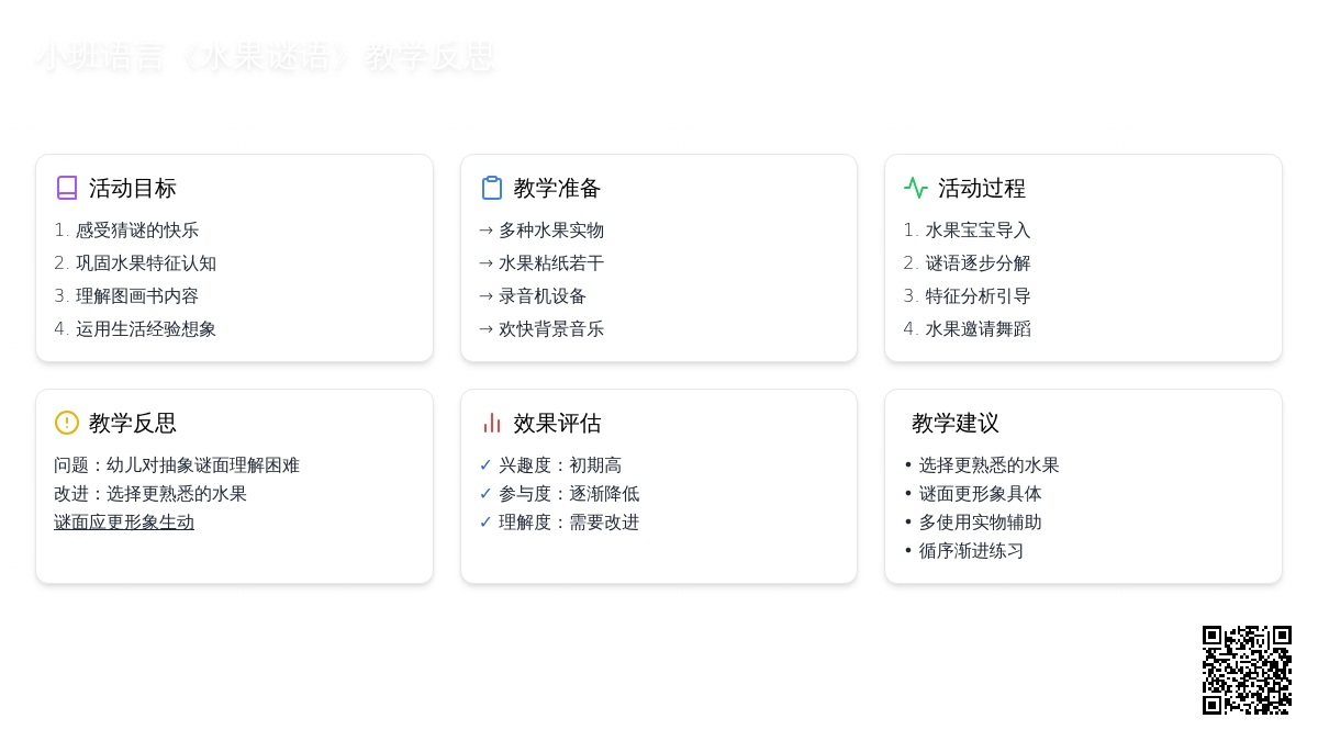 幼儿园小班语言教案《水果谜语》含反思