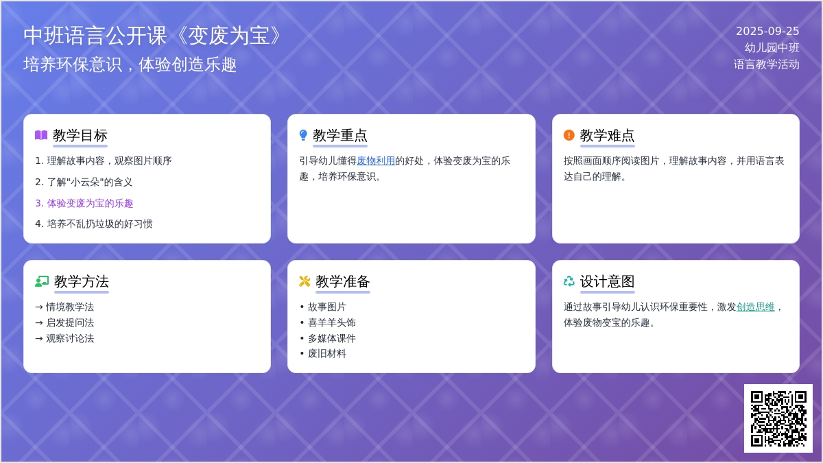 幼儿园中班语言公开课教案说课稿《变废为宝》含反思
