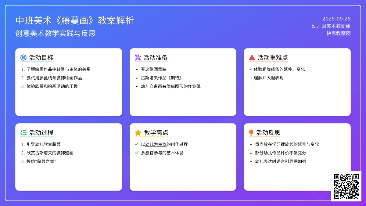幼儿园中班美术教案《藤蔓画》含反思