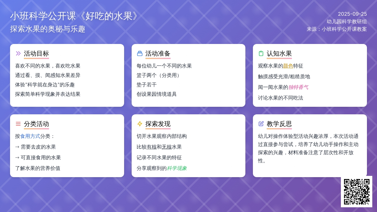 幼儿园小班科学公开课教案《好吃的水果》含反思