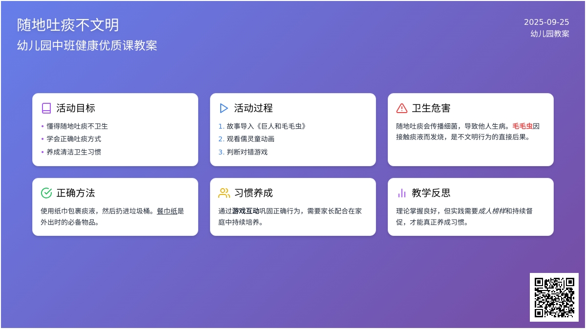 幼儿园中班健康优质课教案《随地吐痰不文明》含反思
