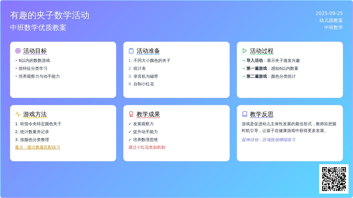 中班数学优质教案《有趣的夹子》含反思