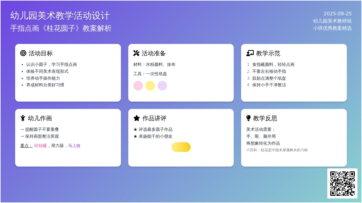 幼儿园小班优秀美术手指点画教案《桂花圆子》含反思