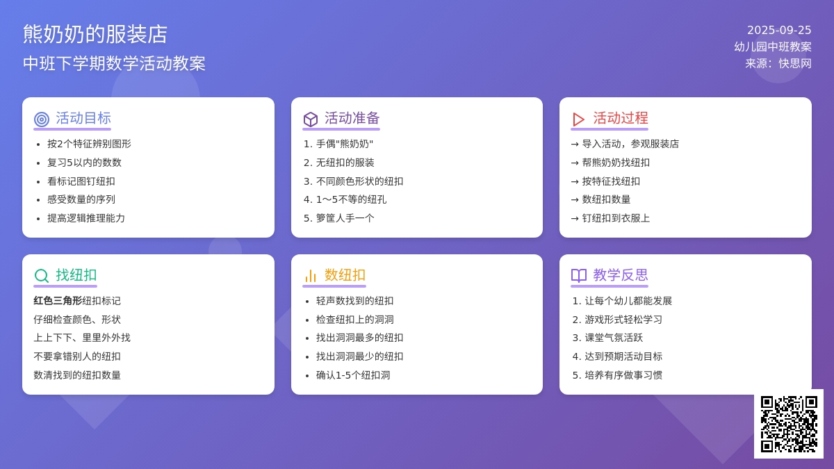 中班下学期数学教案《熊奶奶的服装店》含反思