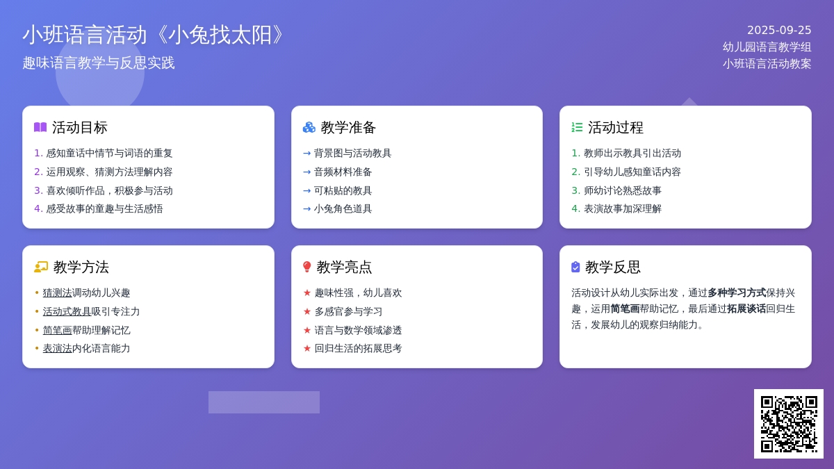 幼儿园小班语言活动教案《小兔找太阳》含反思