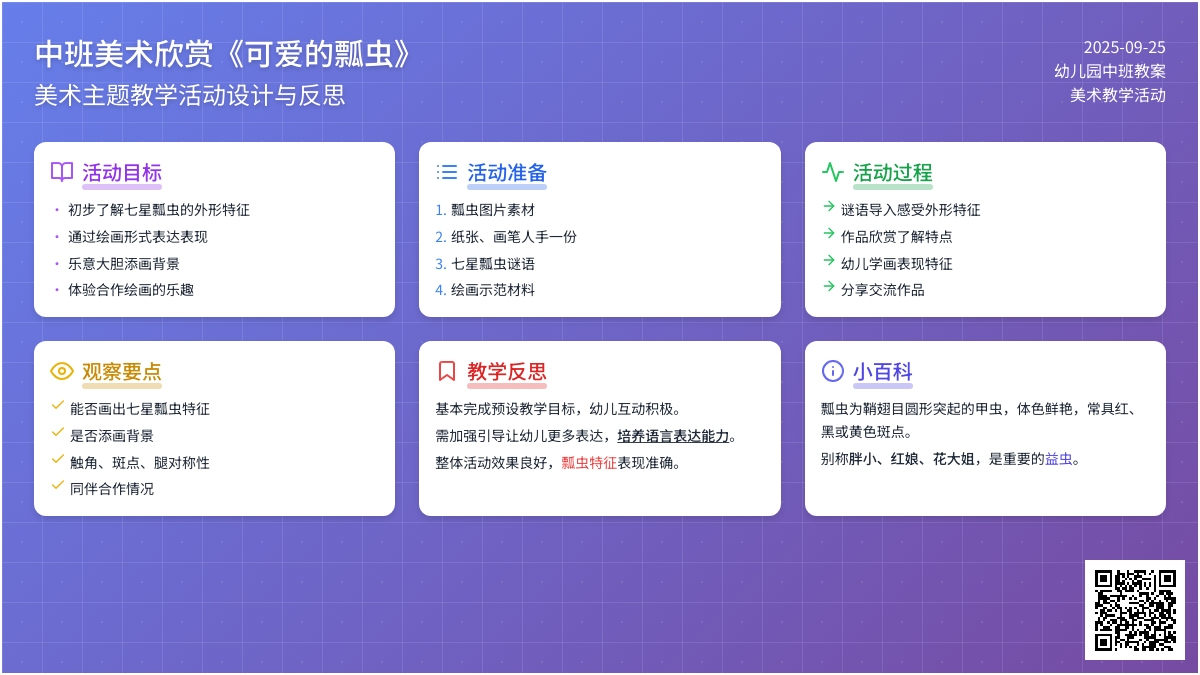 中班美术欣赏教案《可爱的瓢虫》含反思