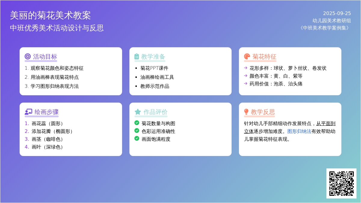 幼儿园中班优秀美术教案《美丽的菊花》含反思