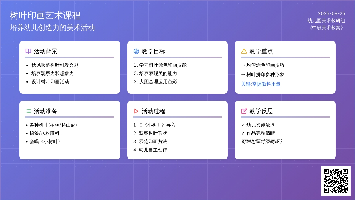 幼儿园中班美术教案《树叶印画》含反思