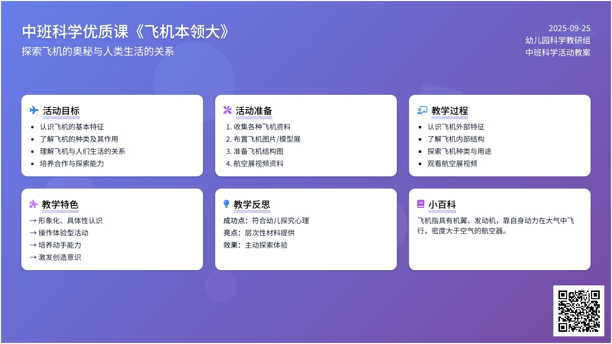 幼儿园中班科学优质课教案《飞机本领大》含反思