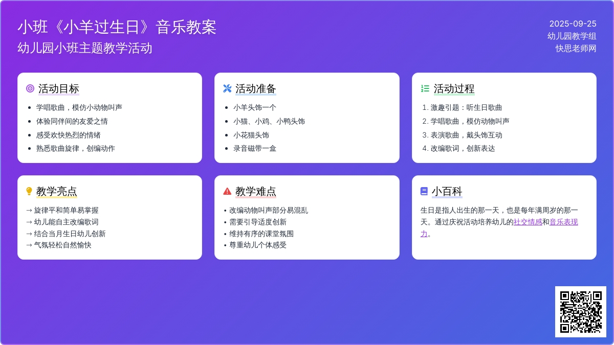 幼儿园小班音乐教案《小羊过生日》含反思
