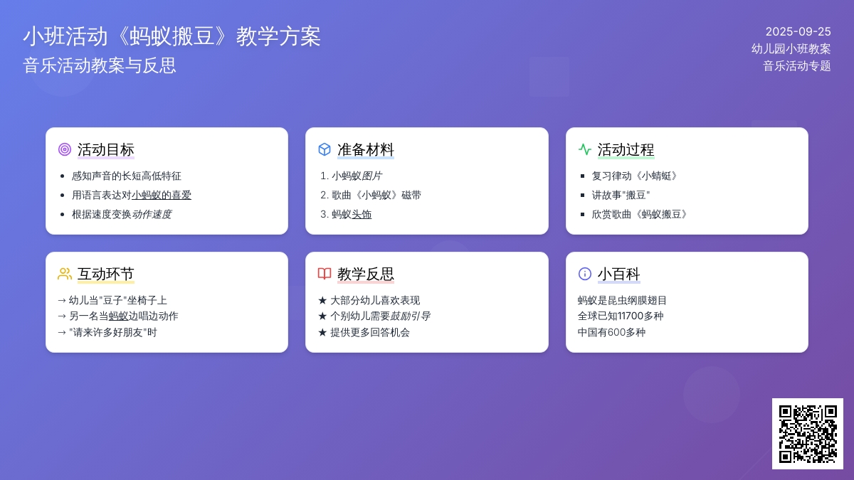 幼儿园小班音乐活动教案《蚂蚁搬豆》含反思