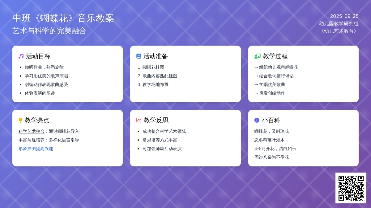 幼儿园中班音乐教案《蝴蝶花》含反思