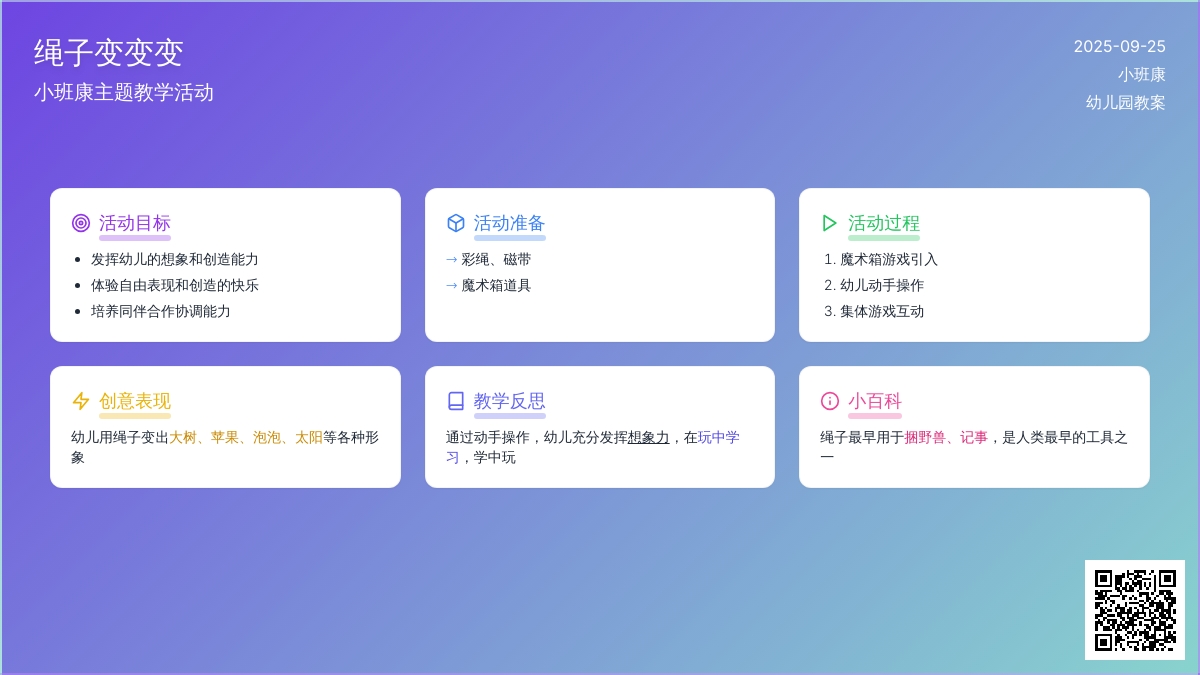 幼儿园小班健康教案《绳子变变变》含反思