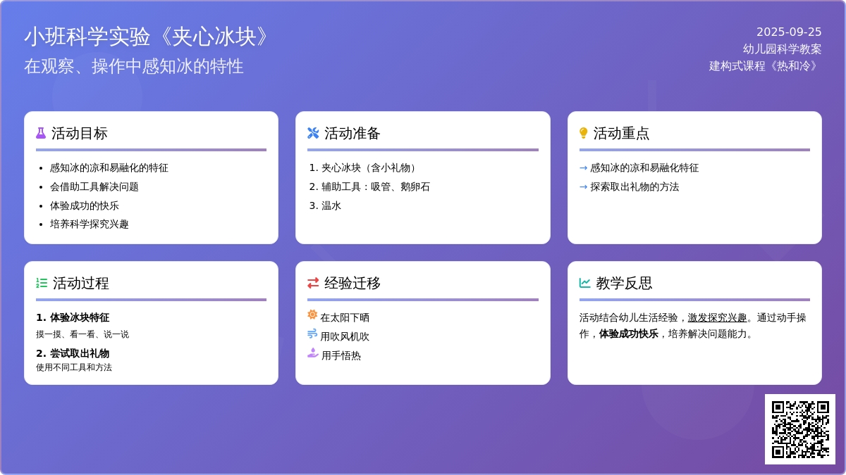 幼儿园小班科学实验教案《夹心冰块》含反思