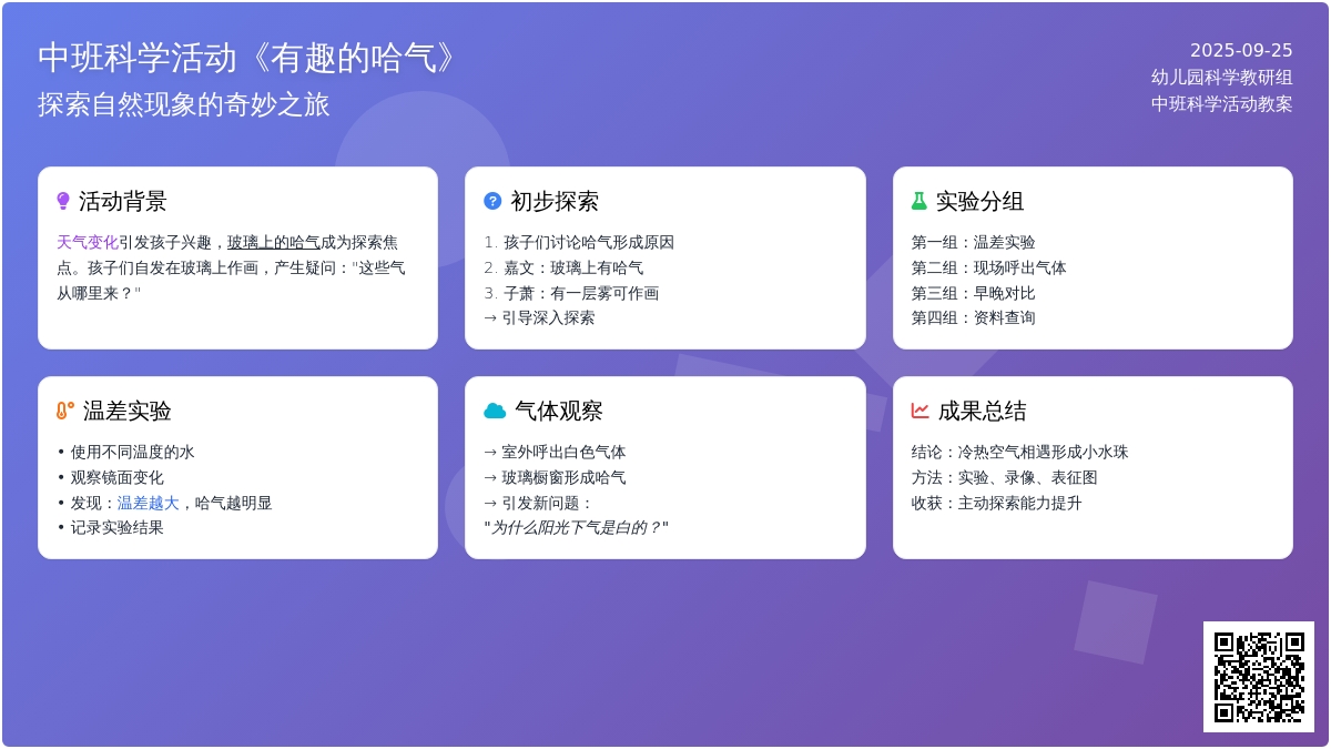 幼儿园中班科学活动教案《有趣的哈气》含反思