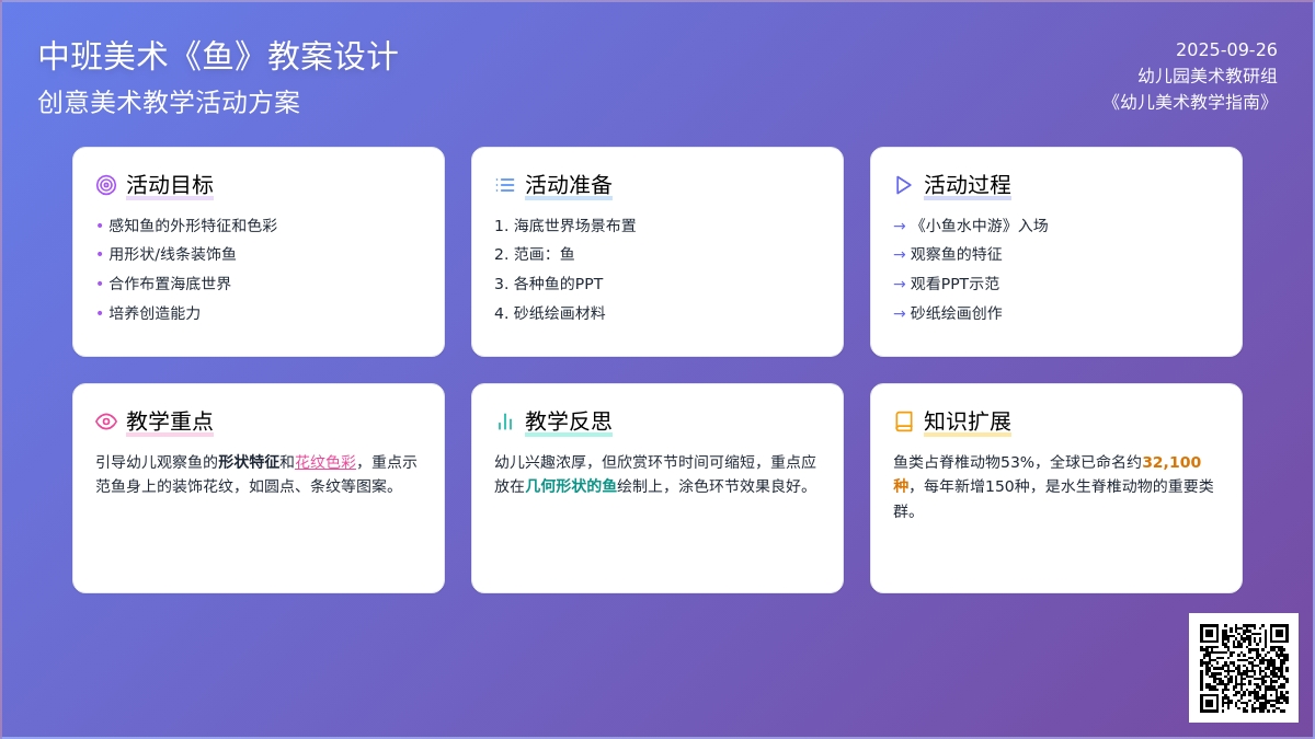 幼儿园中班美术教案《鱼》含反思