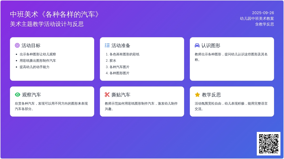 幼儿园中班美术教案《各种各样的汽车》含反思