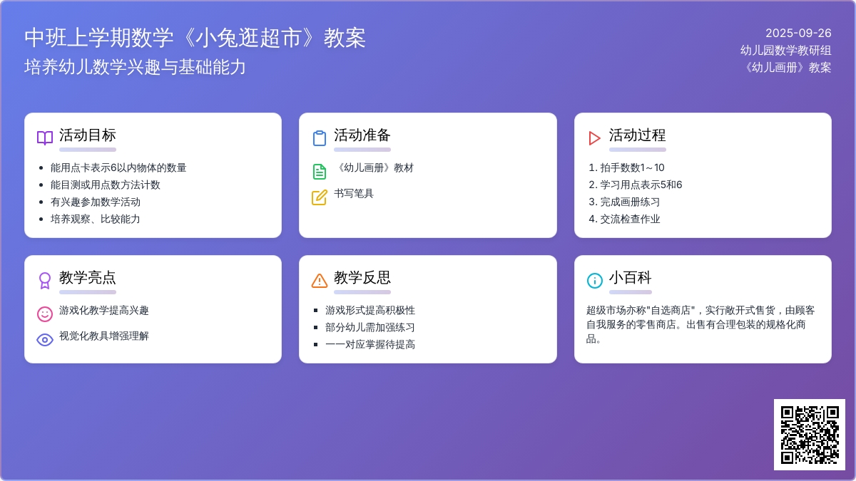 中班上学期数学教案《小兔逛超市》含反思