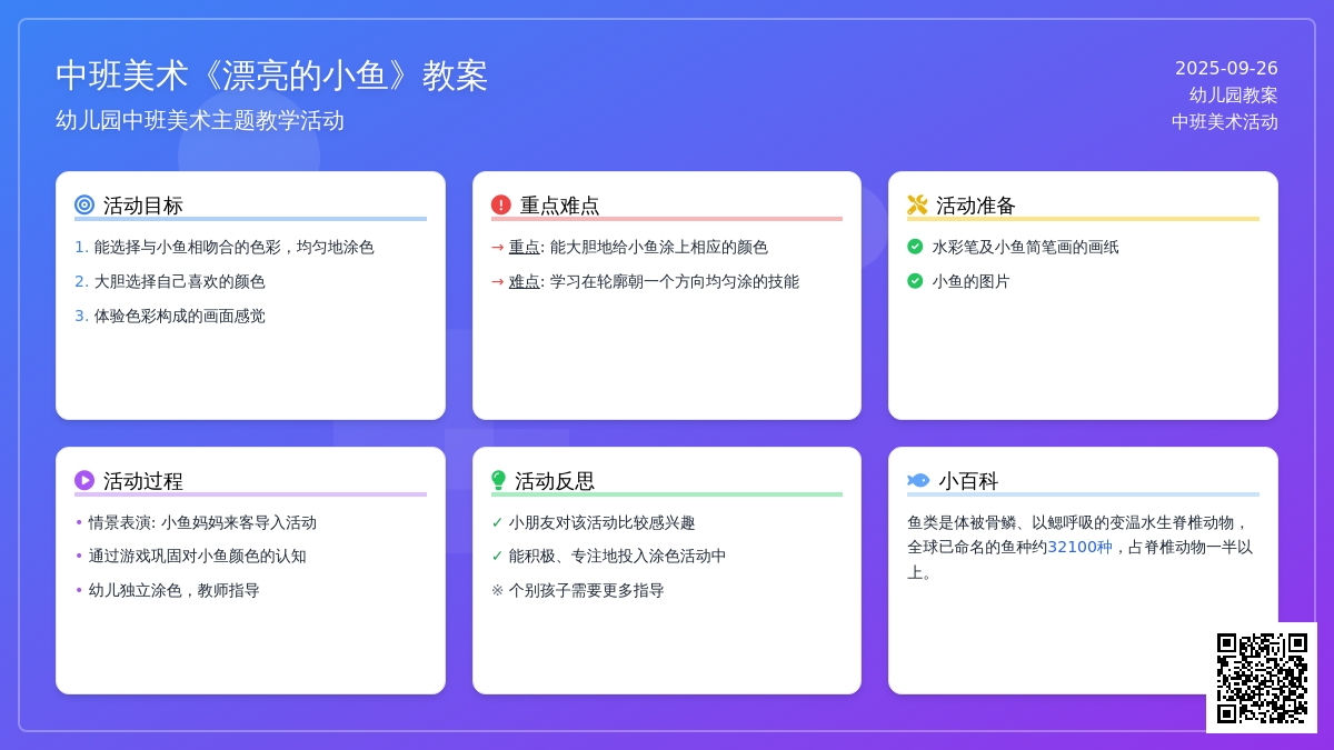 幼儿园中班美术教案《漂亮的小鱼》含反思