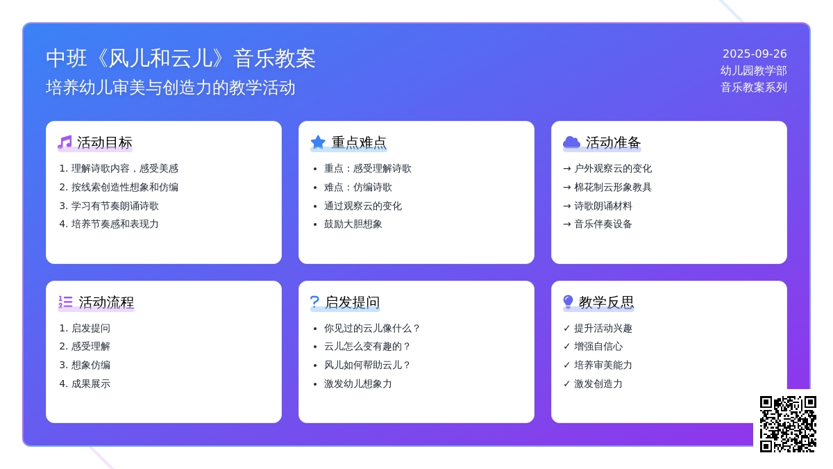 幼儿园中班音乐教案《风儿和云儿》含反思