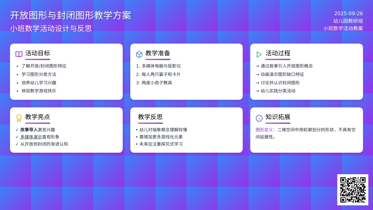 小班数学活动教案《开放图形、封闭图形》含反思