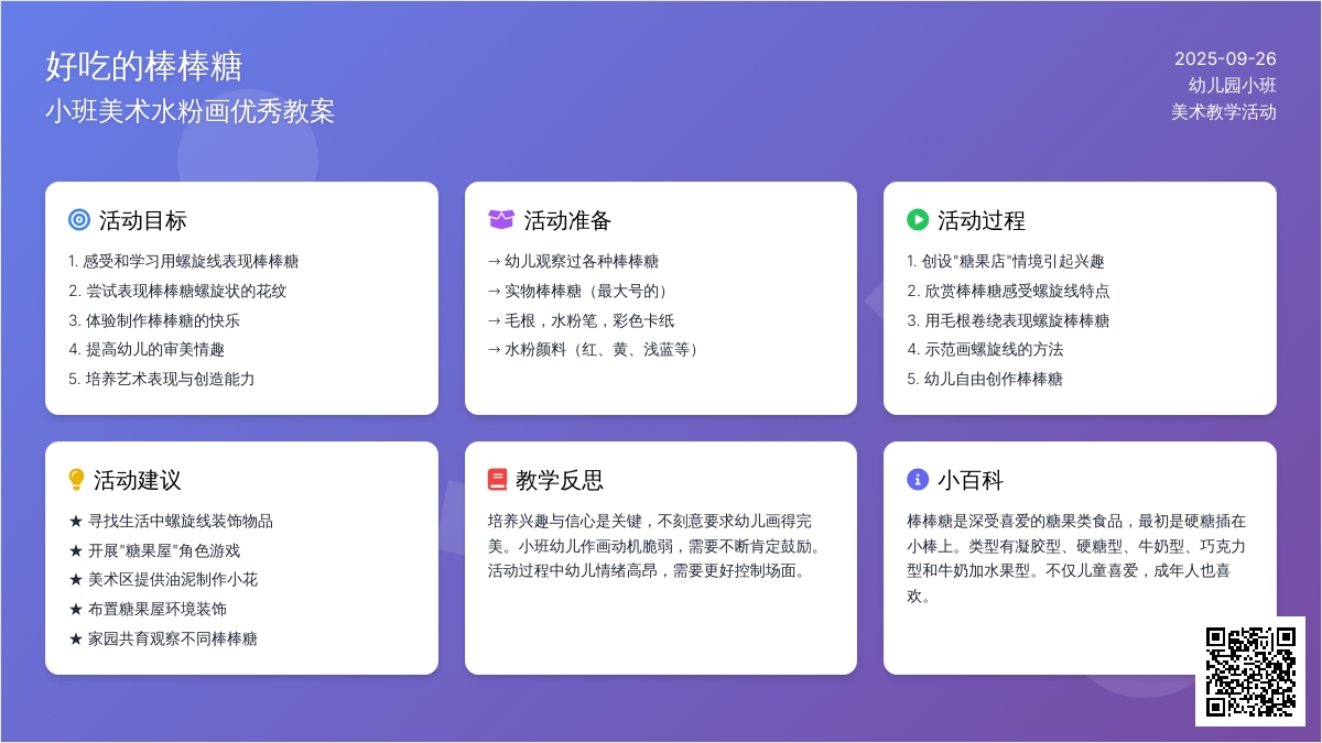 幼儿园小班美术水粉画优秀教案《好吃的棒棒糖》含反思