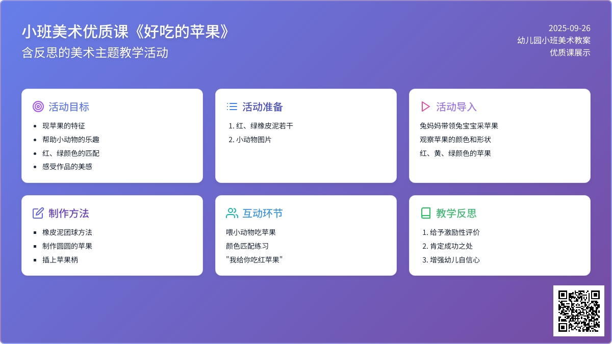 幼儿园小班美术优质课教案《好吃的苹果》含反思