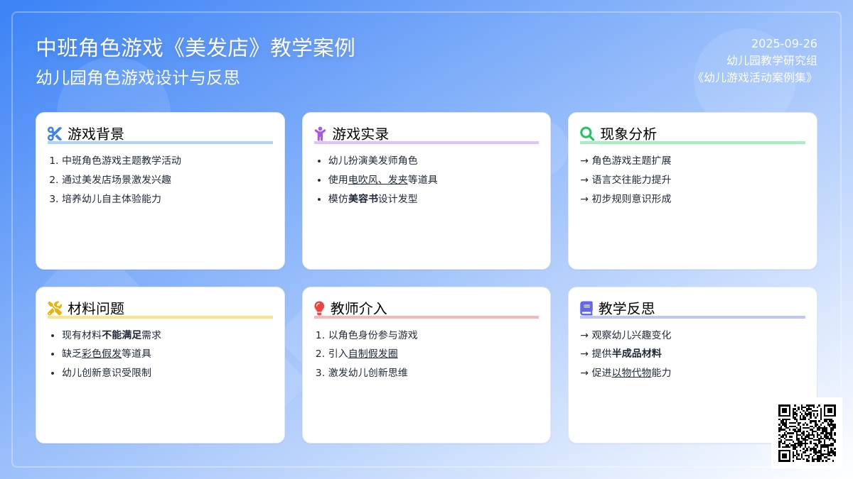 幼儿园中班角色游戏教案《美发店》含反思