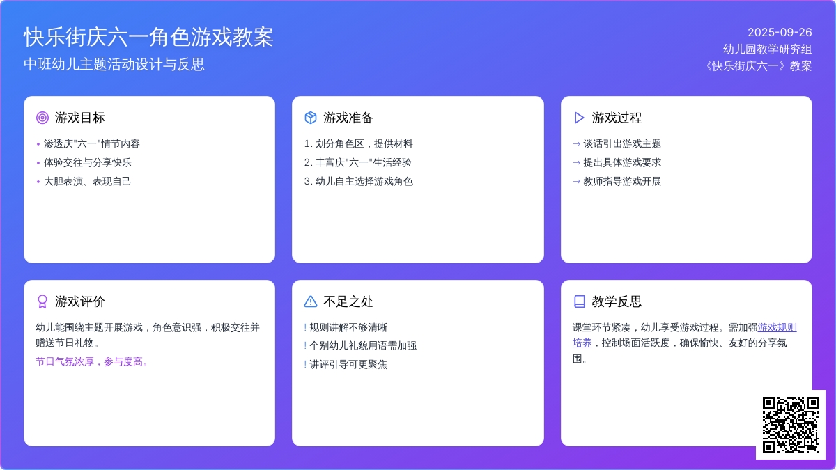 幼儿园中班角色游戏教案《快乐街庆六一》含反思